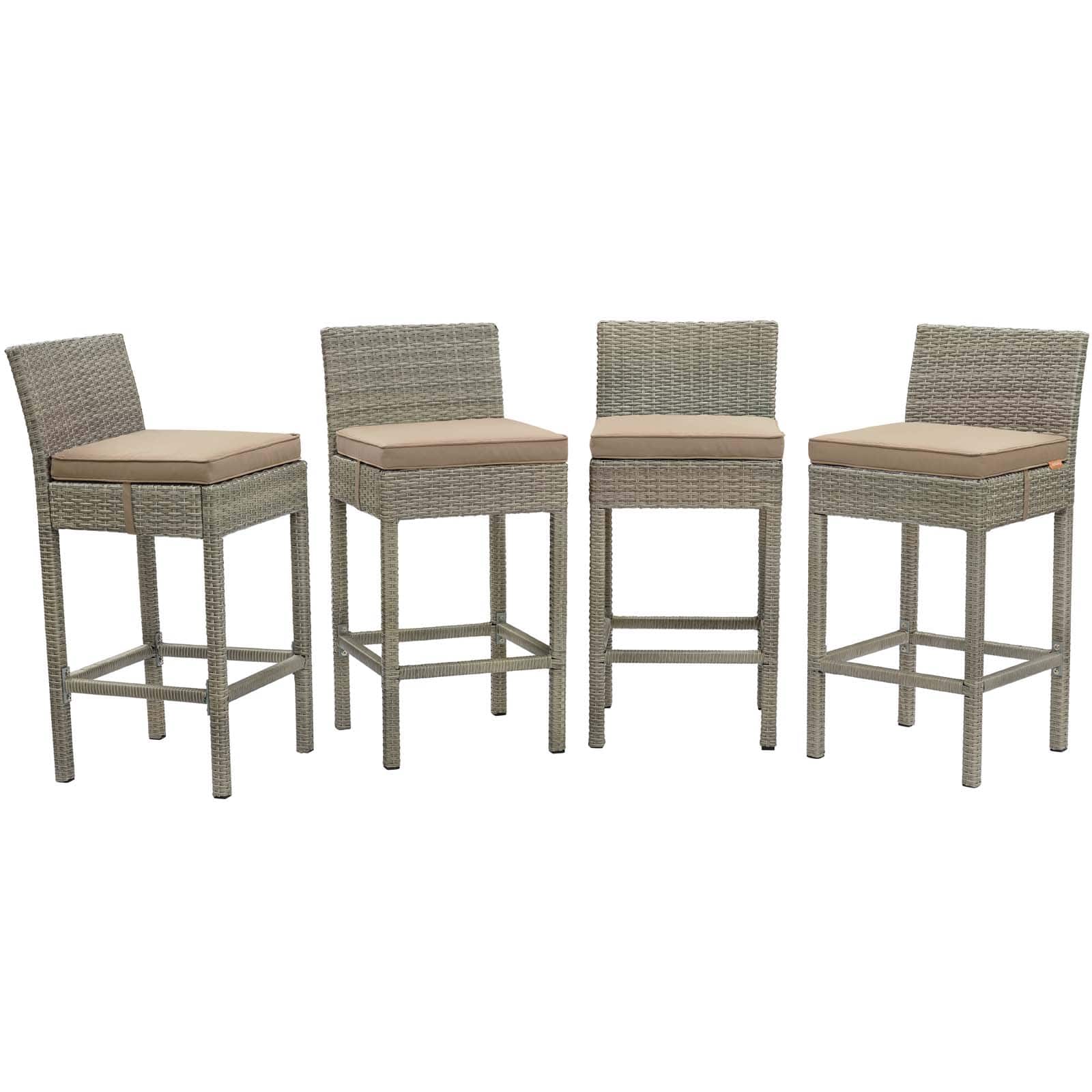 Modway Conduit Bar Stool Outdoor Patio Wicker Rattan Set of 4-EEI-3602 | Bar Stools | 