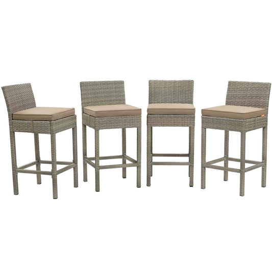 Modway Conduit Bar Stool Outdoor Patio Wicker Rattan Set of 4-EEI-3602 | Bar Stools | 