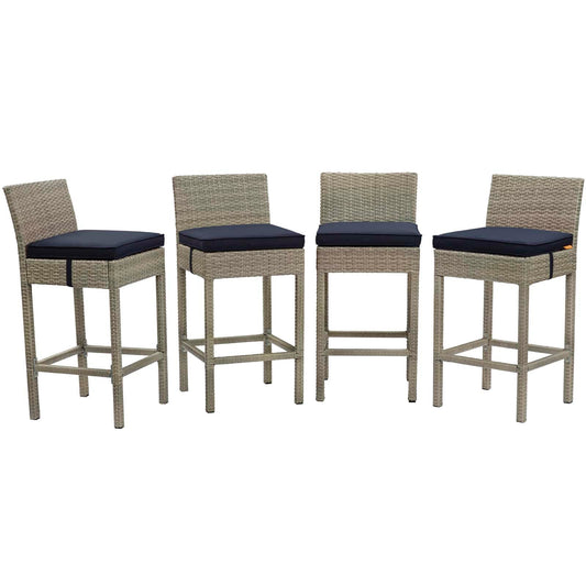 Modway Conduit Bar Stool Outdoor Patio Wicker Rattan Set of 4-EEI-3602 | Bar Stools | 