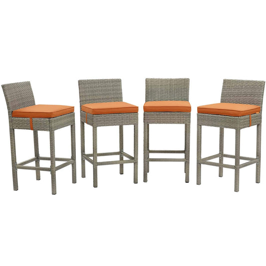 Modway Conduit Bar Stool Outdoor Patio Wicker Rattan Set of 4-EEI-3602 | Bar Stools | 