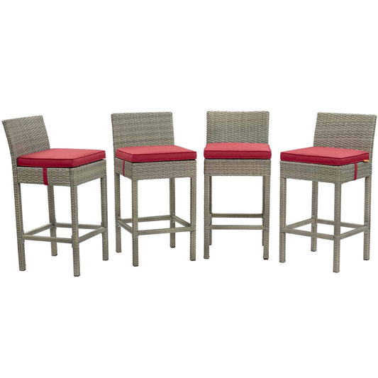 Modway Conduit Bar Stool Outdoor Patio Wicker Rattan Set of 4-EEI-3602 | Bar Stools | 