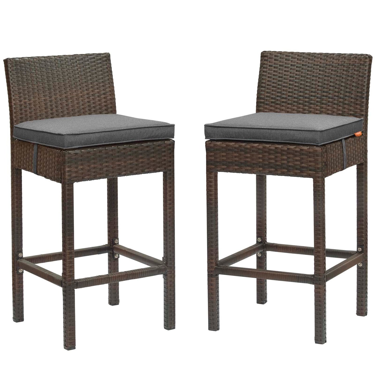 Modway Conduit Bar Stool Outdoor Patio Wicker Rattan Set of 2 | Bar Stools | 