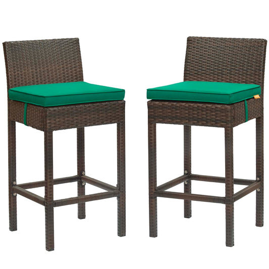 Modway Conduit Bar Stool Outdoor Patio Wicker Rattan Set of 2 | Bar Stools | 