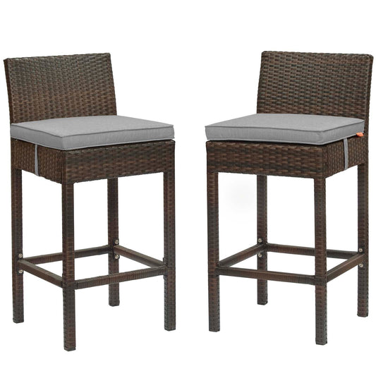 Modway Conduit Bar Stool Outdoor Patio Wicker Rattan Set of 2 | Bar Stools | 