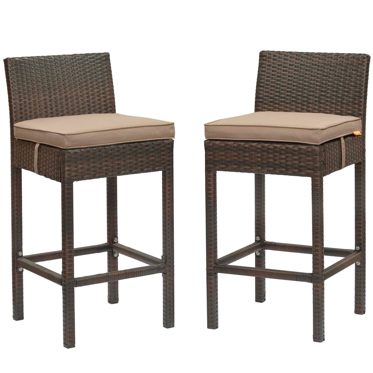 Modway Conduit Bar Stool Outdoor Patio Wicker Rattan Set of 2 | Bar Stools | 