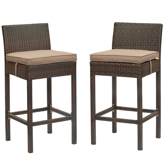 Modway Conduit Bar Stool Outdoor Patio Wicker Rattan Set of 2 | Bar Stools | 