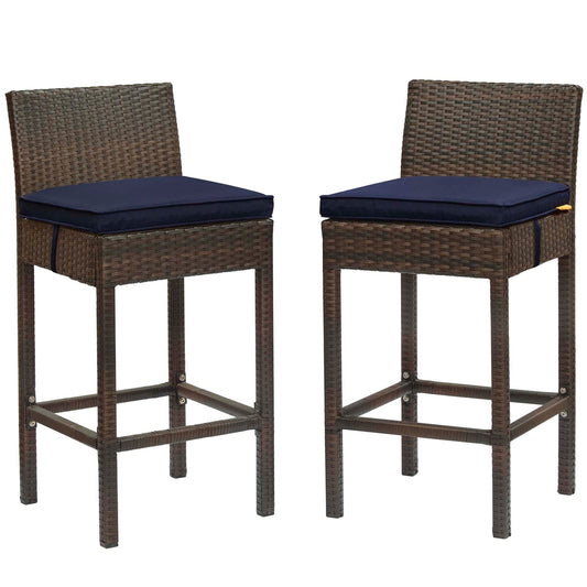 Modway Conduit Bar Stool Outdoor Patio Wicker Rattan Set of 2 | Bar Stools | 
