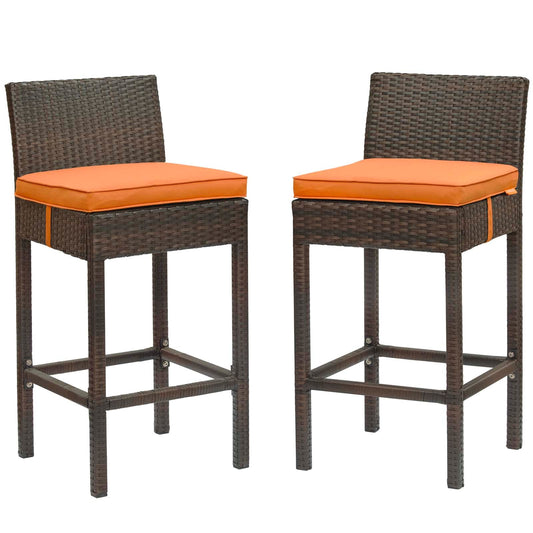 Modway Conduit Bar Stool Outdoor Patio Wicker Rattan Set of 2 | Bar Stools | 