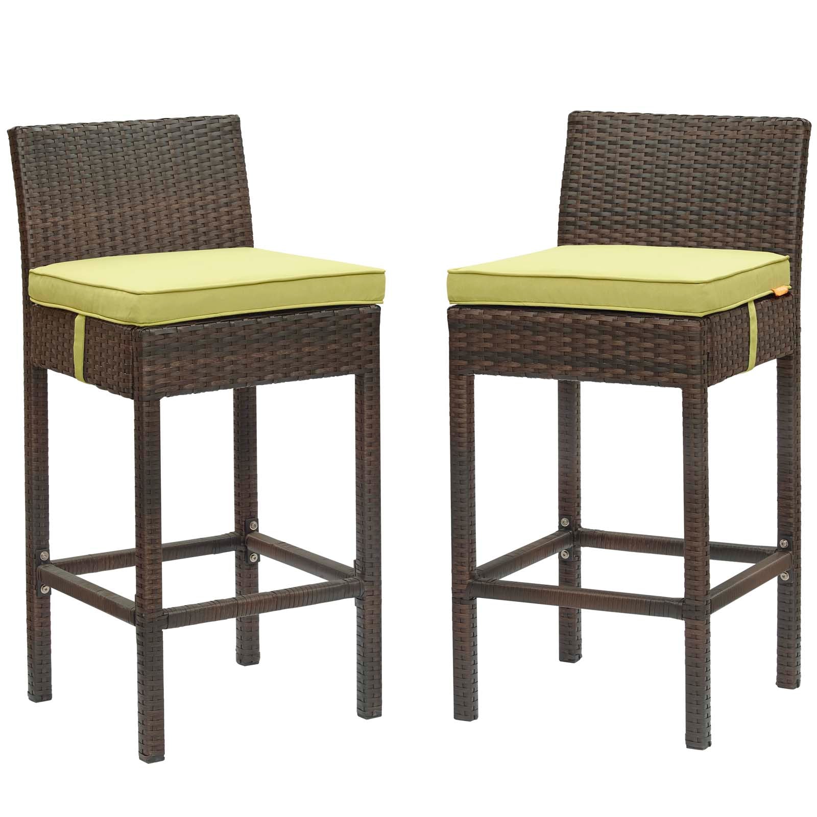 Modway Conduit Bar Stool Outdoor Patio Wicker Rattan Set of 2 | Bar Stools | 