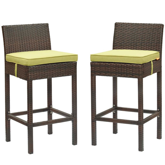 Modway Conduit Bar Stool Outdoor Patio Wicker Rattan Set of 2 | Bar Stools | 