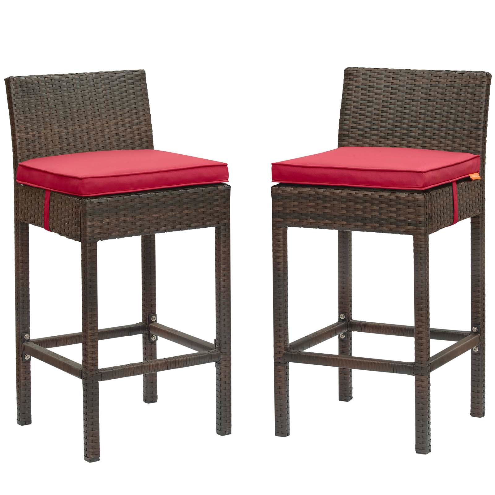Modway Conduit Bar Stool Outdoor Patio Wicker Rattan Set of 2 | Bar Stools | 