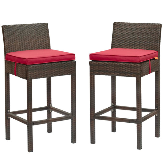 Modway Conduit Bar Stool Outdoor Patio Wicker Rattan Set of 2 | Bar Stools | 