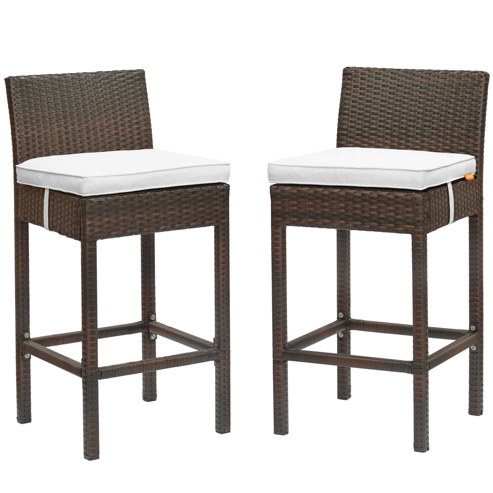 Modway Conduit Bar Stool Outdoor Patio Wicker Rattan Set of 2 | Bar Stools | 