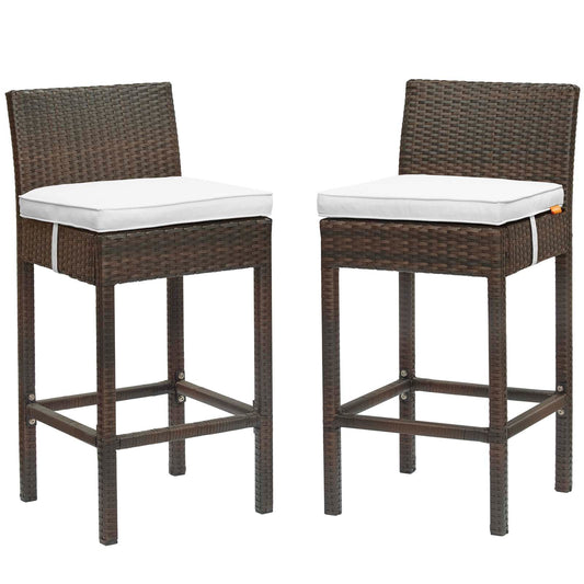 Modway Conduit Bar Stool Outdoor Patio Wicker Rattan Set of 2 | Bar Stools | 