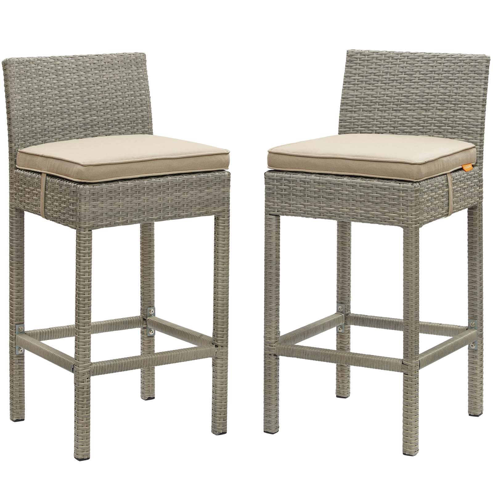 Modway Conduit Bar Stool Outdoor Patio Wicker Rattan Set of 2-EEI-3604 | Bar Stools