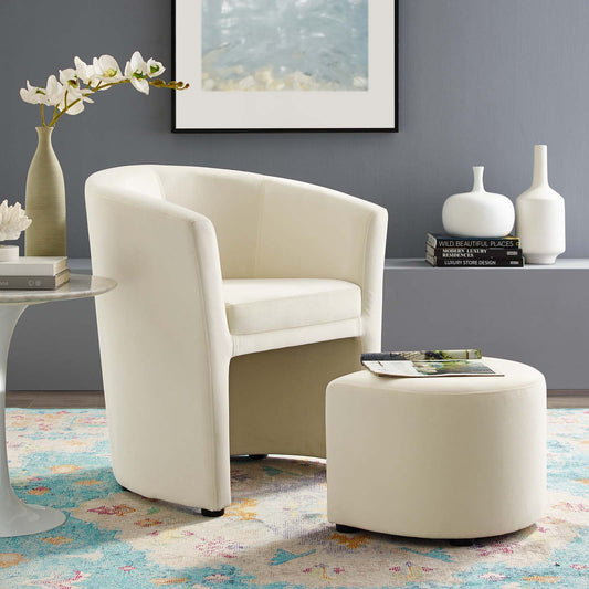 Modway Divulge Performance Velvet Arm Chair and Ottoman Set | Armchairs