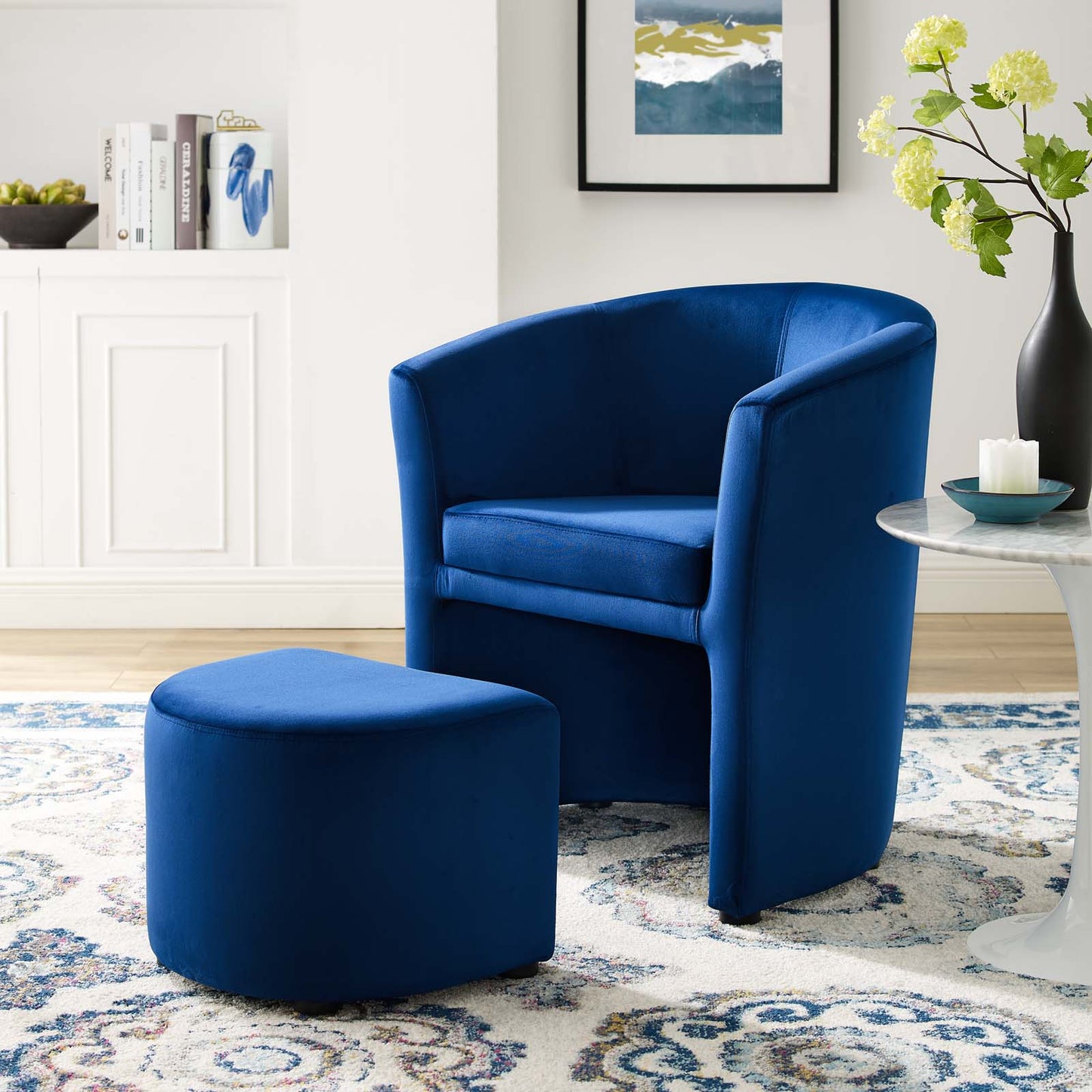 Modway Divulge Performance Velvet Arm Chair and Ottoman Set | Armchairs | 