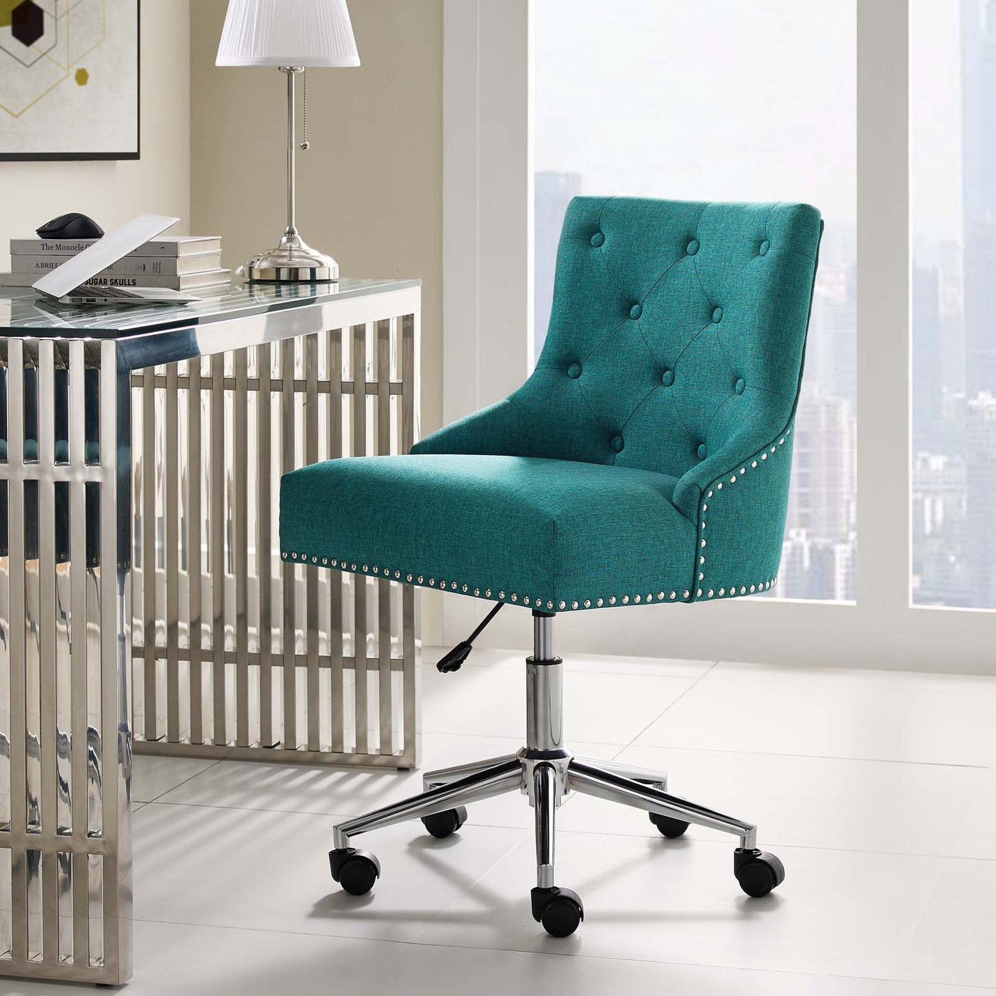 Modway Regent Tufted Button Swivel Upholstered Fabric Office Chair | Office Chairs | Modishstore-3