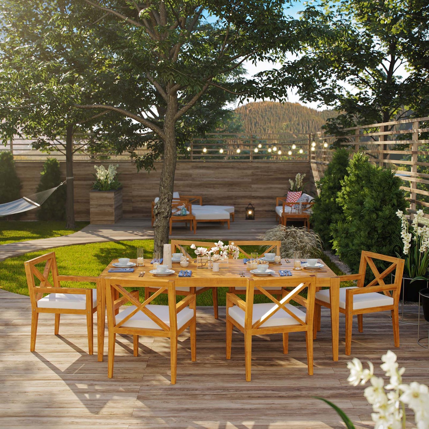 Northlake 7 Piece Outdoor Patio Premium Grade A Teak Wood Set By Modway - EEI-3631 | Outdoor Dining Sets | Modishstore