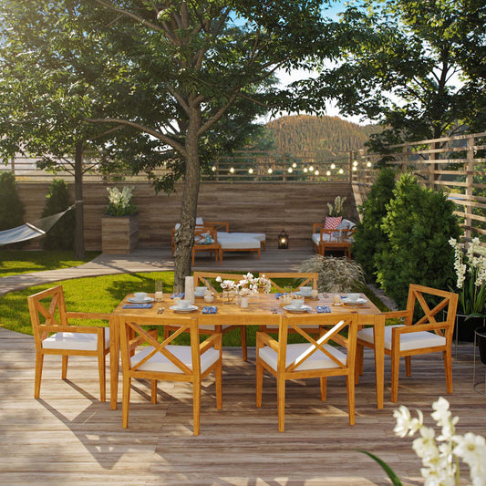 Northlake 7 Piece Outdoor Patio Premium Grade A Teak Wood Set By Modway - EEI-3631 | Outdoor Dining Sets | Modishstore