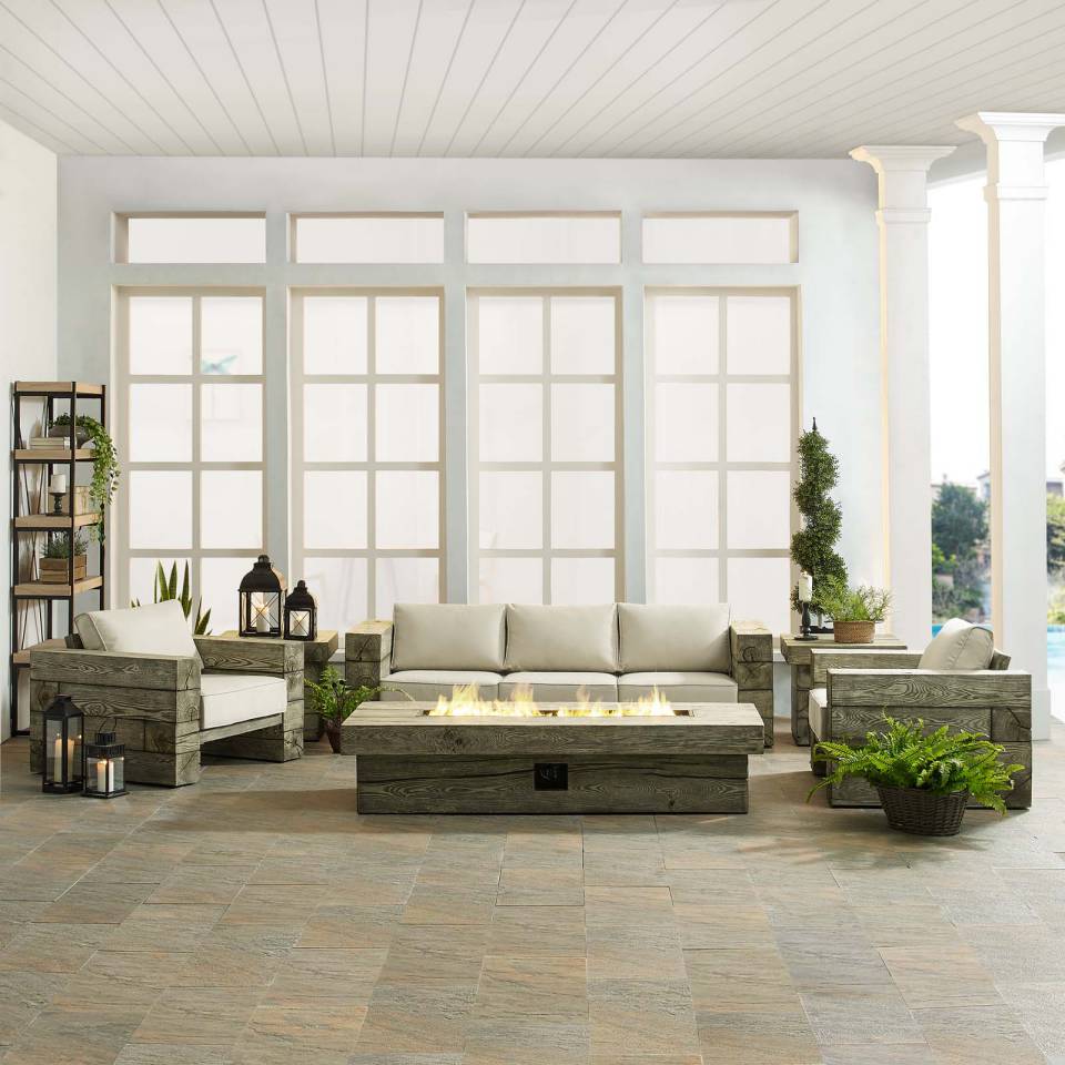 Modway Manteo Rustic Coastal Outdoor Patio Sunbrella® 5 Piece Set | Outdoor Patio Daybed | Modishstore