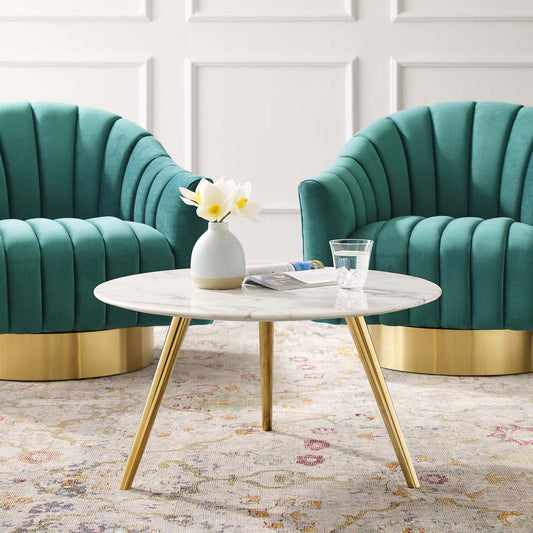 Modway Lippa 28" Round Artificial Marble Coffee Table with Tripod Base | Coffee Tables | Modishstore