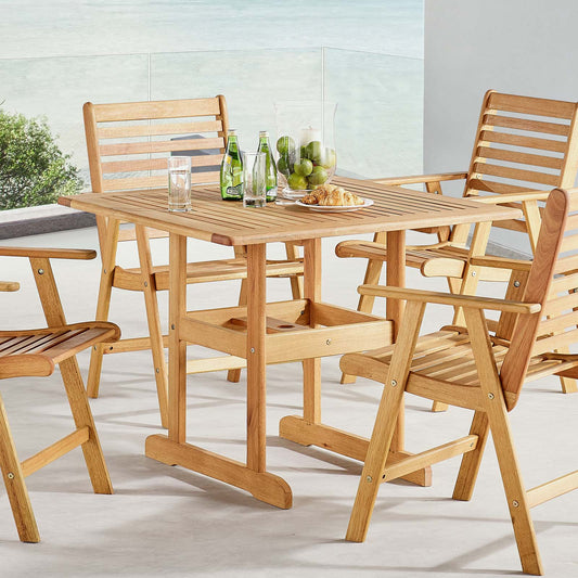 Modway Hatteras 36" Square Outdoor Patio Eucalyptus Wood Dining Table | Dining Tables