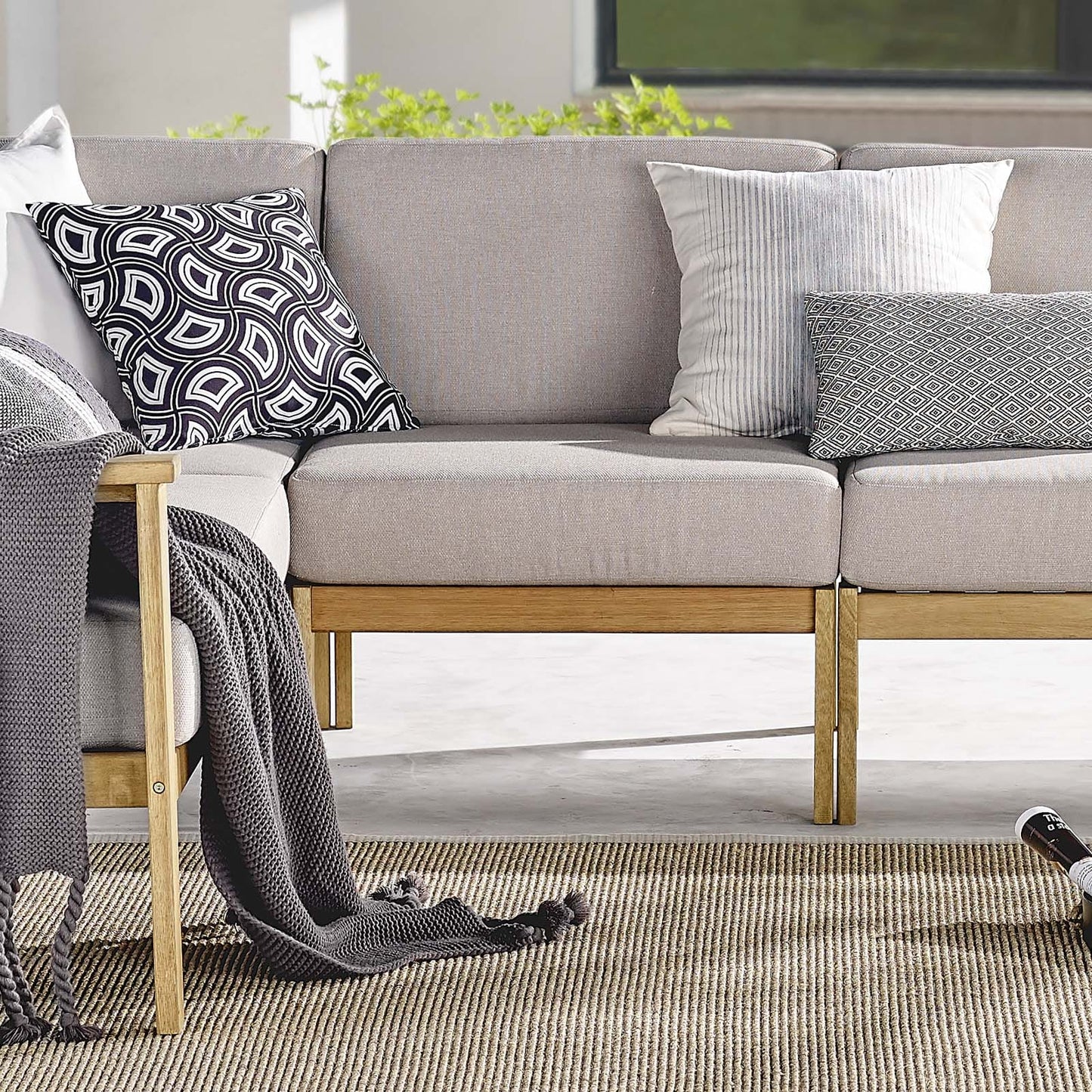 Modway Sedona Outdoor Patio Eucalyptus Wood Sectional Sofa Armless Chair | Accent Chairs | Modishstore