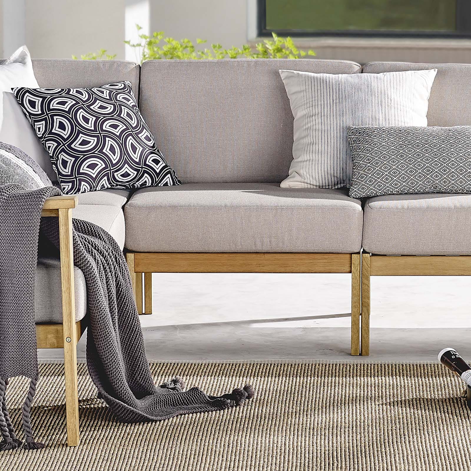 Modway Sedona Outdoor Patio Eucalyptus Wood Sectional Sofa Armless Chair | Accent Chairs | Modishstore