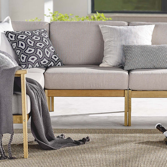 Modway Sedona Outdoor Patio Eucalyptus Wood Sectional Sofa Armless Chair | Accent Chairs | Modishstore