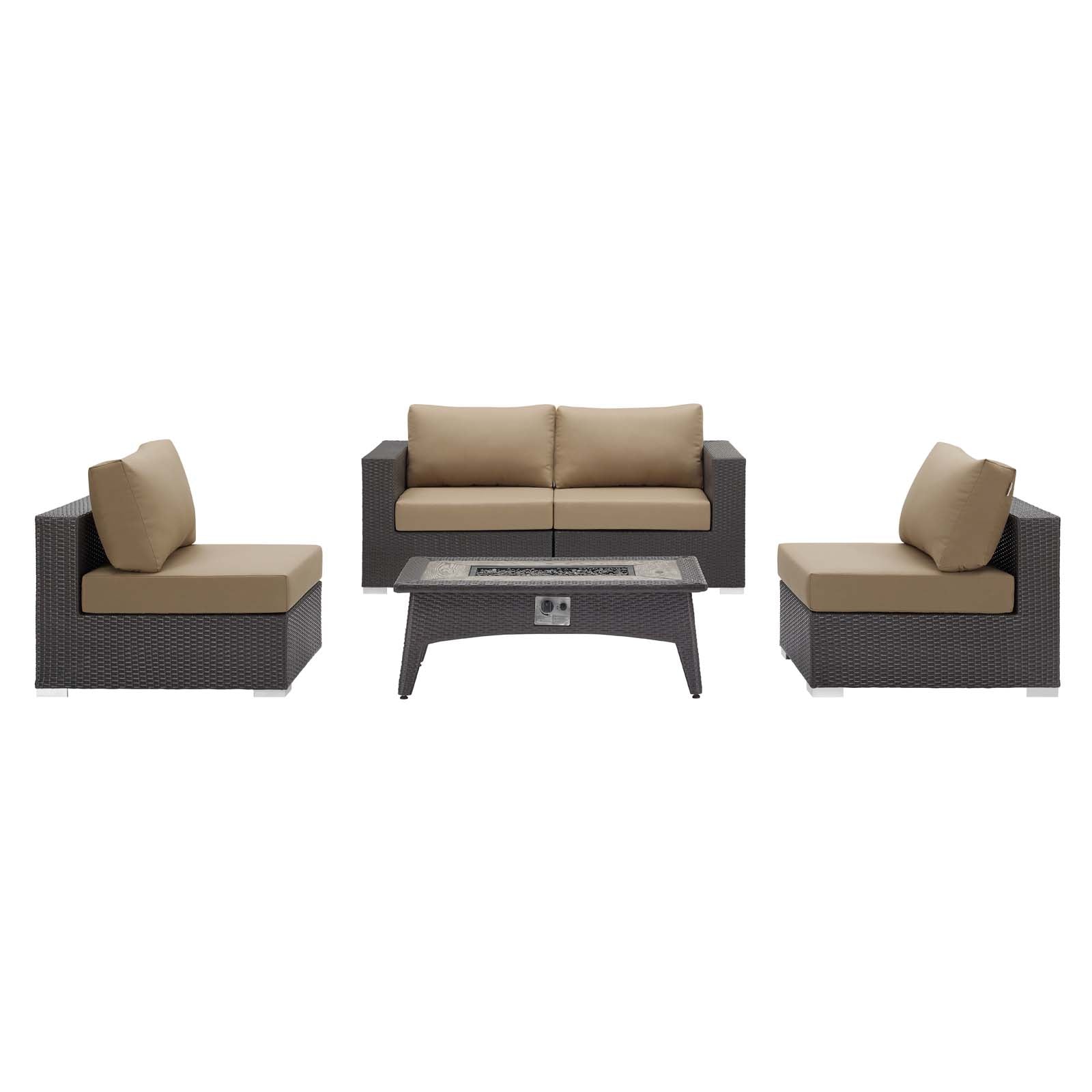 Convene 5 Piece Set Outdoor Patio with Fire Pit By Modway - EEI-3723 | Outdoor Sofas, Loveseats & Sectionals - 2