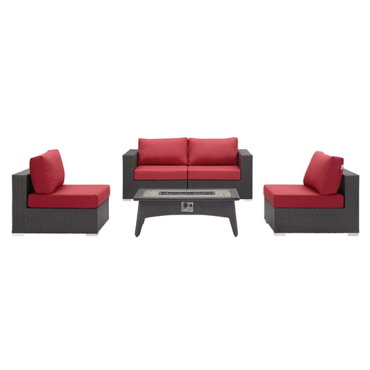 Convene 5 Piece Set Outdoor Patio with Fire Pit By Modway - EEI-3723 | Outdoor Sofas, Loveseats & Sectionals - 3