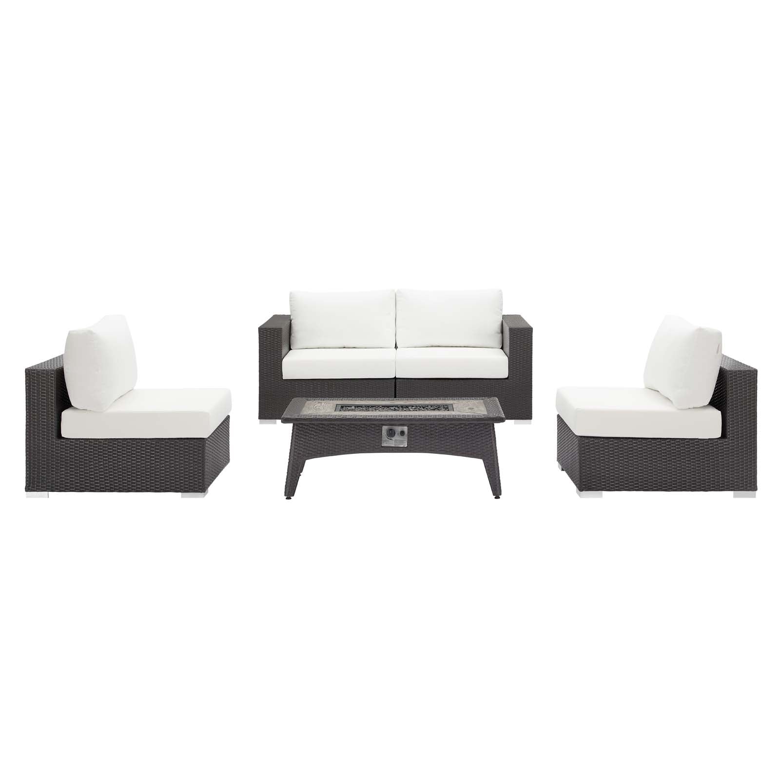 Convene 5 Piece Set Outdoor Patio with Fire Pit By Modway - EEI-3723 | Outdoor Sofas, Loveseats & Sectionals - 4
