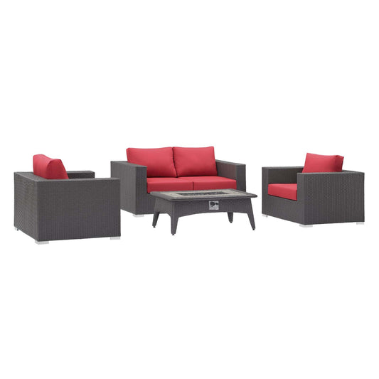 Convene 4 Piece Set Outdoor Patio with Fire Pit By Modway - EEI-3725 | Outdoor Sofas, Loveseats & Sectionals - 2
