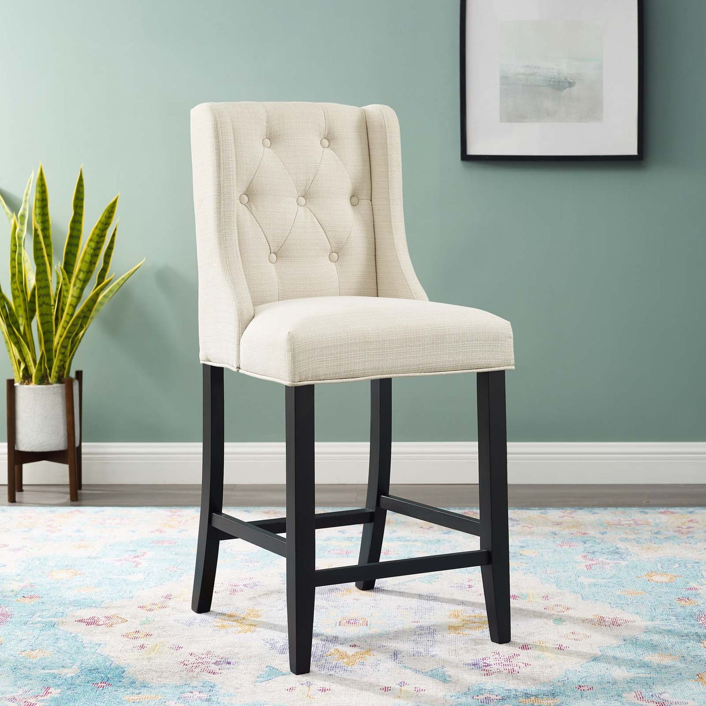 Modway Baronet Tufted Button Upholstered Fabric Counter Stool | Counter Stools | 