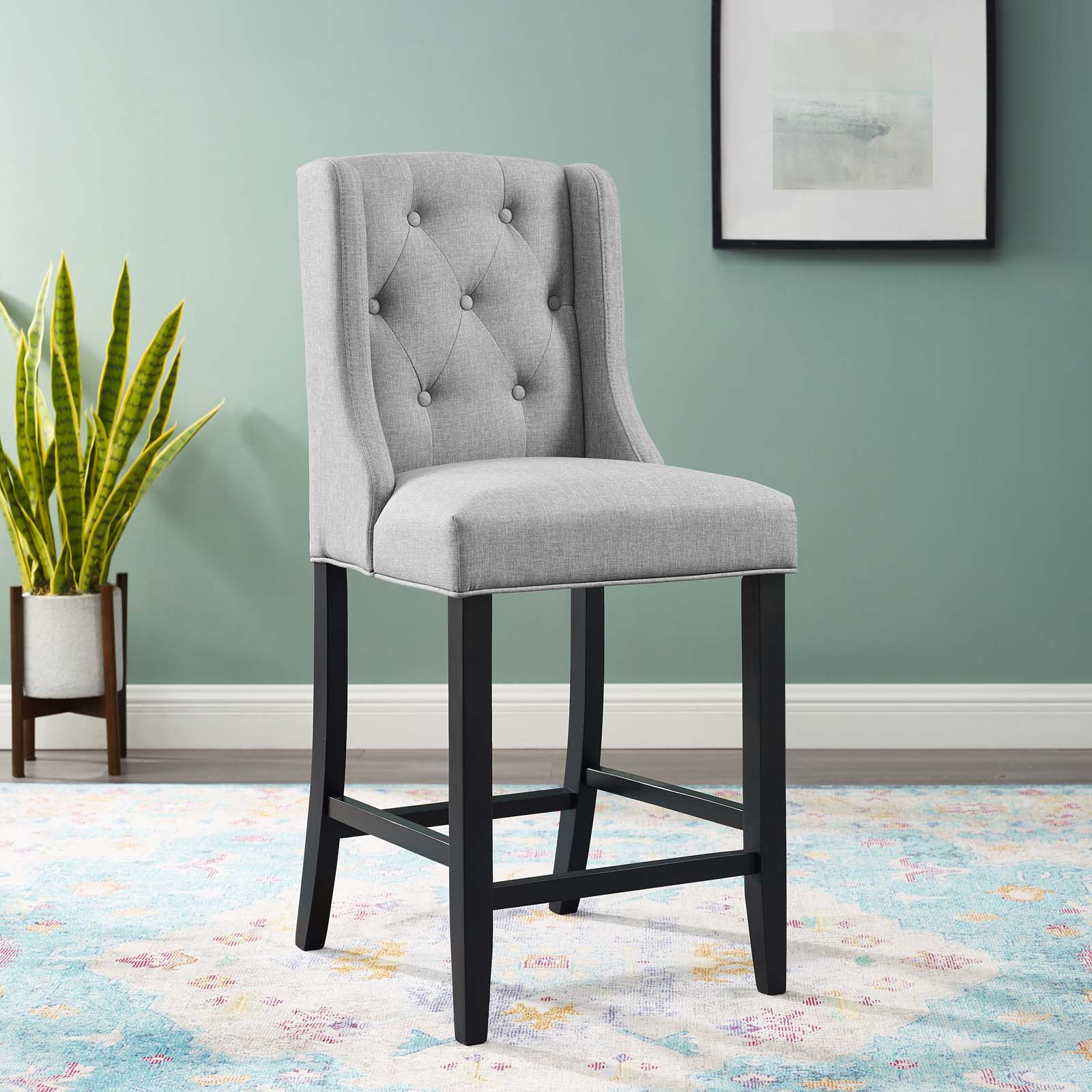 Modway Baronet Tufted Button Upholstered Fabric Counter Stool | Counter Stools | 