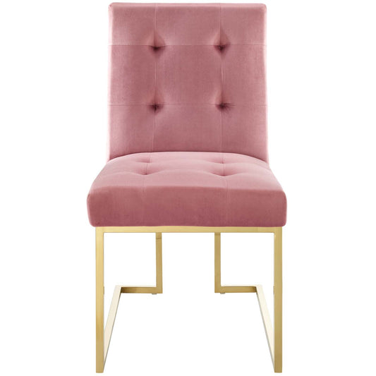 Modway Privy Gold Stainless Steel Performance Velvet Dining Chair | Dining Chairs | Modishstore-2