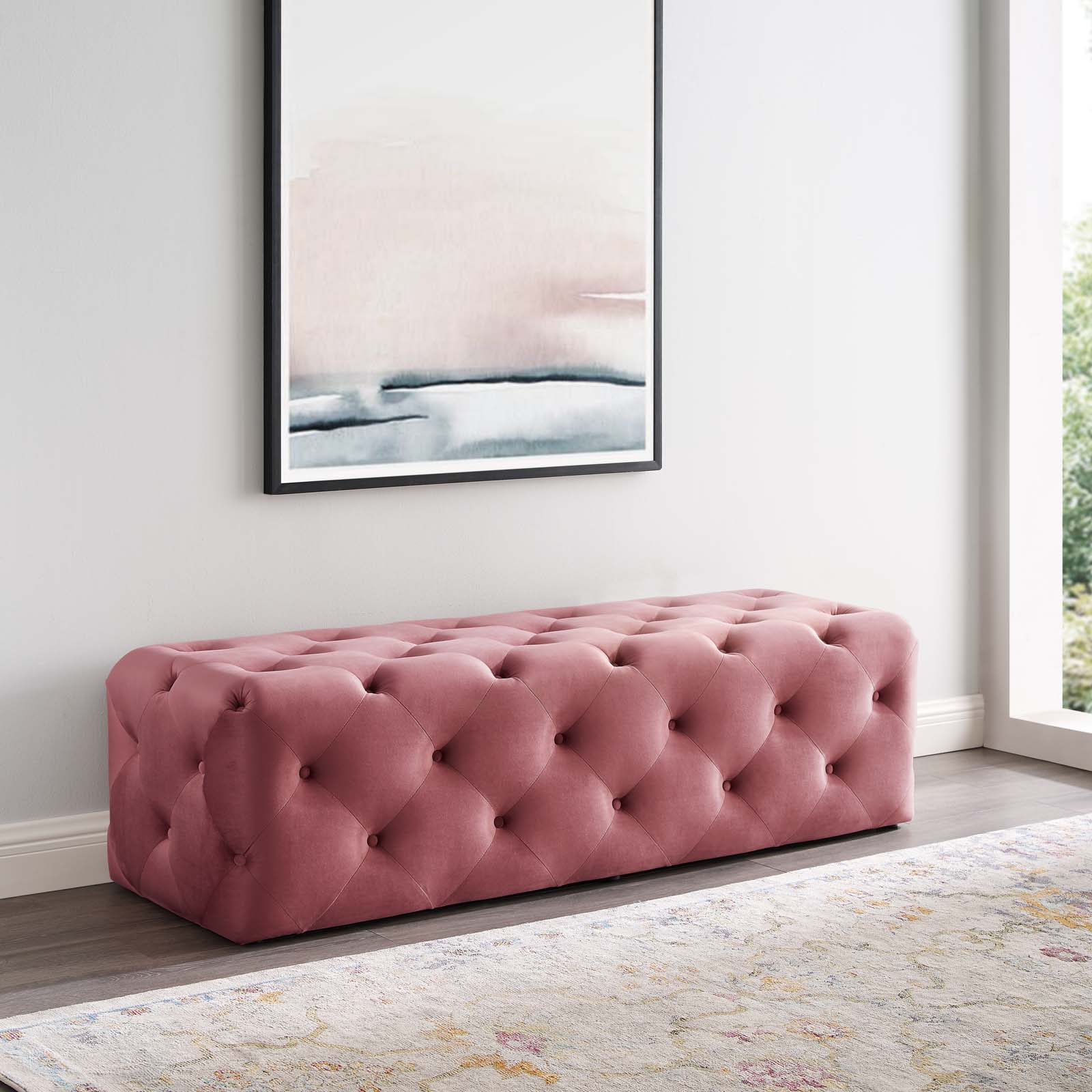 Modway Anthem 60" Tufted Button Entryway Performance Velvet Bench | Stools & Benches