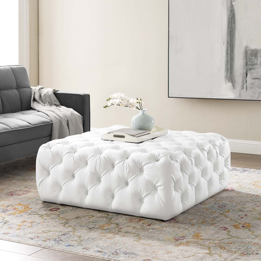 Modway Anthem Tufted Button Large Square Faux Leather Ottoman | Ottomans