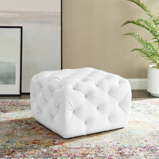 Modway Anthem Tufted Button Square Faux Leather Ottoman | Ottomans
