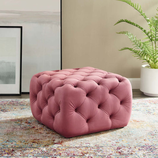 Modway Anthem Tufted Button Square Performance Velvet Ottoman | Ottomans