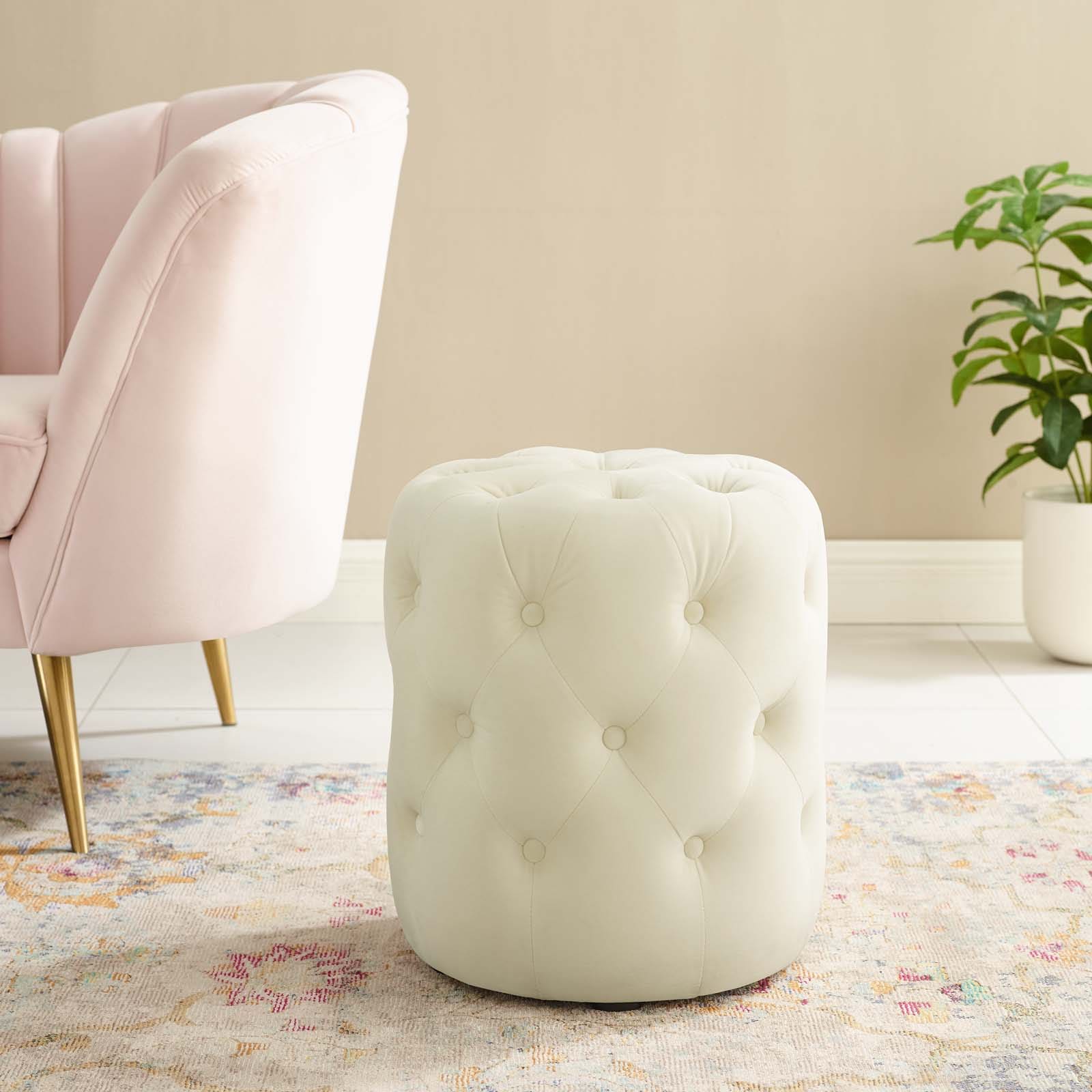 Modway Anthem Tufted Button Round Performance Velvet Ottoman | Ottomans | 