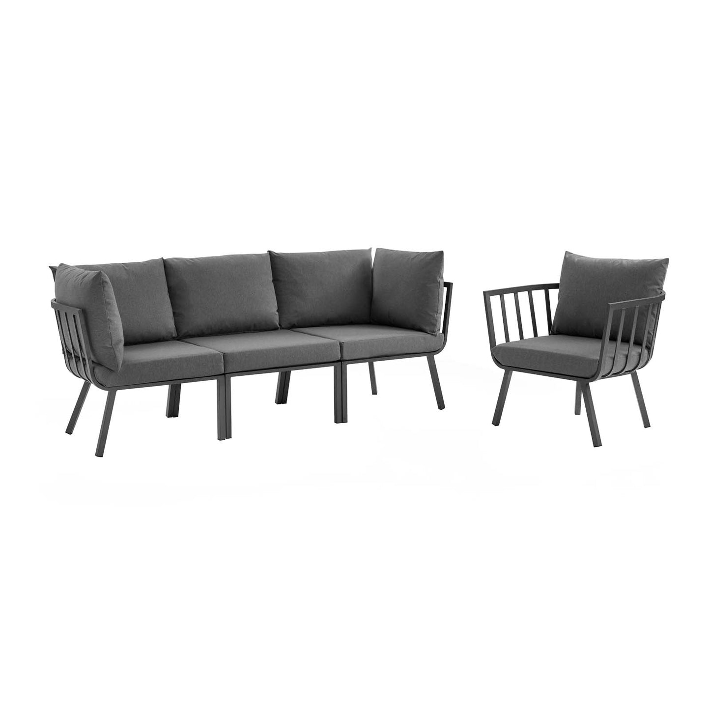 Riverside 4 Piece Outdoor Patio Aluminum Set By Modway - EEI-3785 | Outdoor Sofas, Loveseats & Sectionals | Modishstore