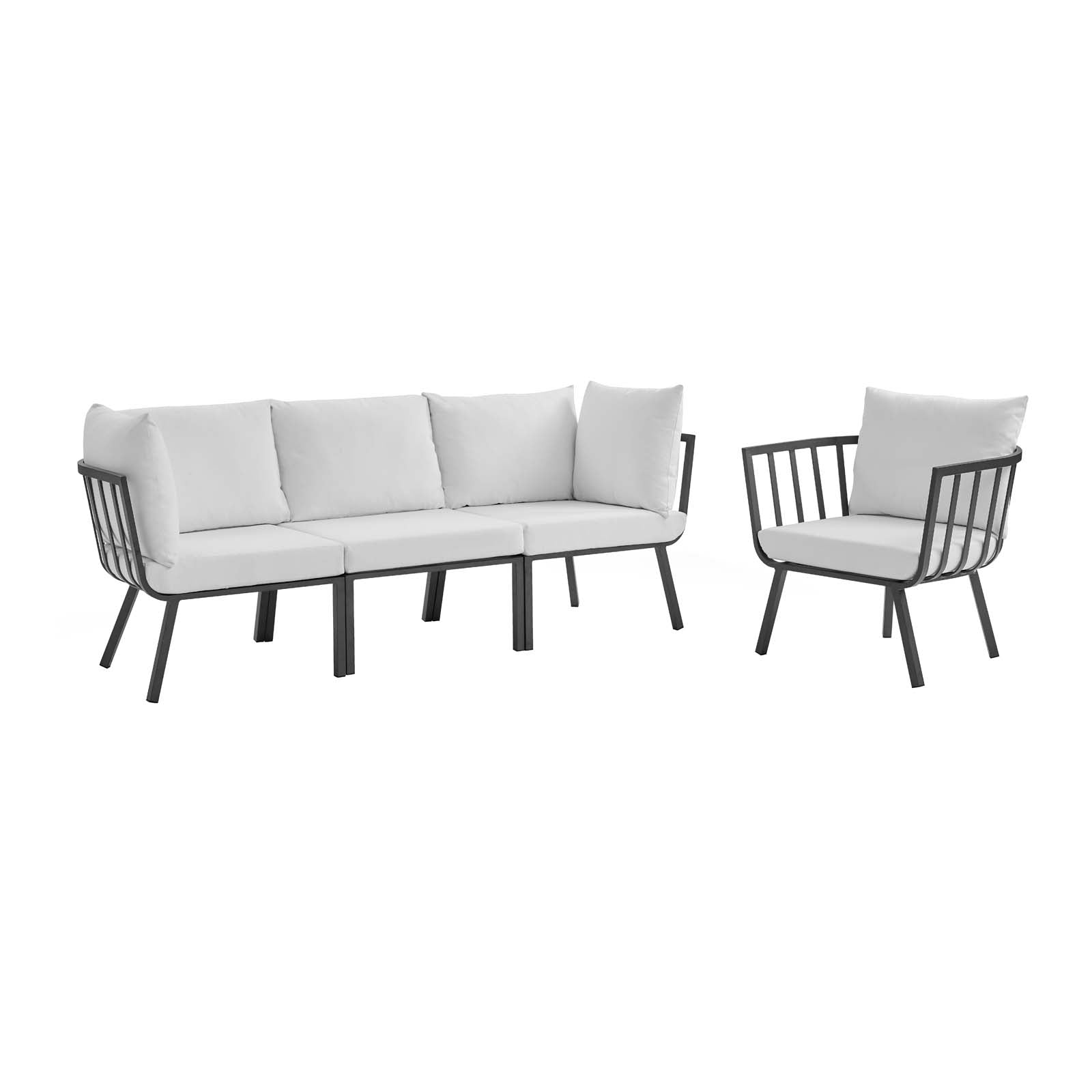 Riverside 4 Piece Outdoor Patio Aluminum Set By Modway - EEI-3785 | Outdoor Sofas, Loveseats & Sectionals | Modishstore - 2