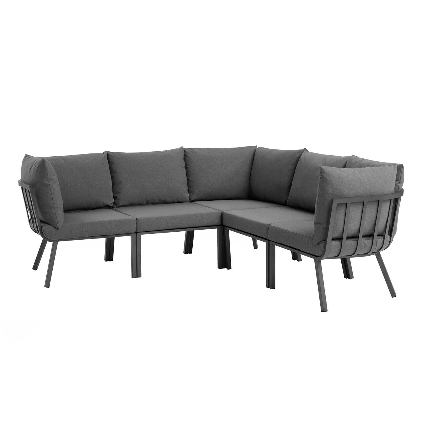 Modway Riverside 5 Piece Outdoor Patio Aluminum Sectional | Outdoor Sofas, Loveseats & Sectionals | Modishstore