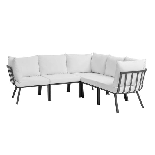 Modway Riverside 5 Piece Outdoor Patio Aluminum Sectional | Outdoor Sofas, Loveseats & Sectionals | Modishstore-2