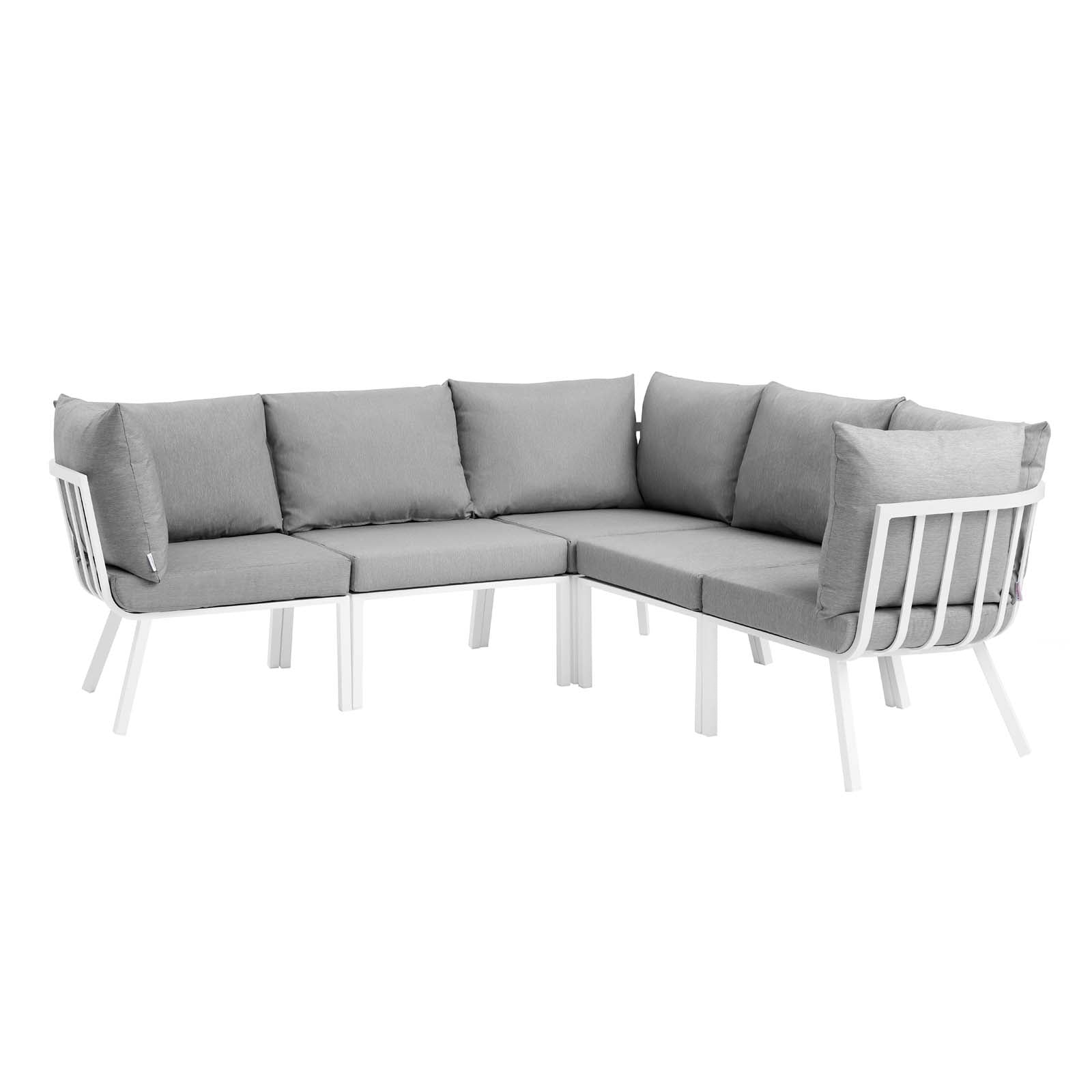 Modway Riverside 5 Piece Outdoor Patio Aluminum Sectional | Outdoor Sofas, Loveseats & Sectionals | Modishstore-3