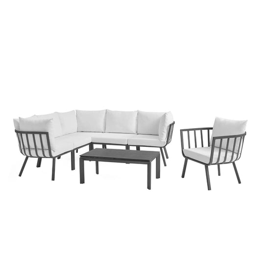 Modway Riverside 7 Piece Outdoor Patio Aluminum Set | Outdoor Sofas, Loveseats & Sectionals | Modishstore-2