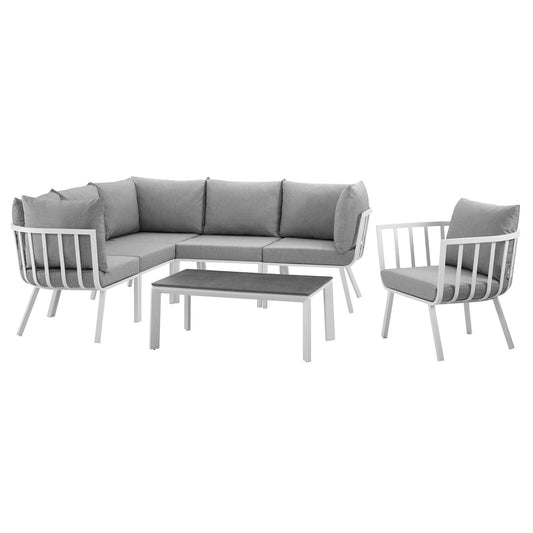 Modway Riverside 7 Piece Outdoor Patio Aluminum Set | Outdoor Sofas, Loveseats & Sectionals | Modishstore-3