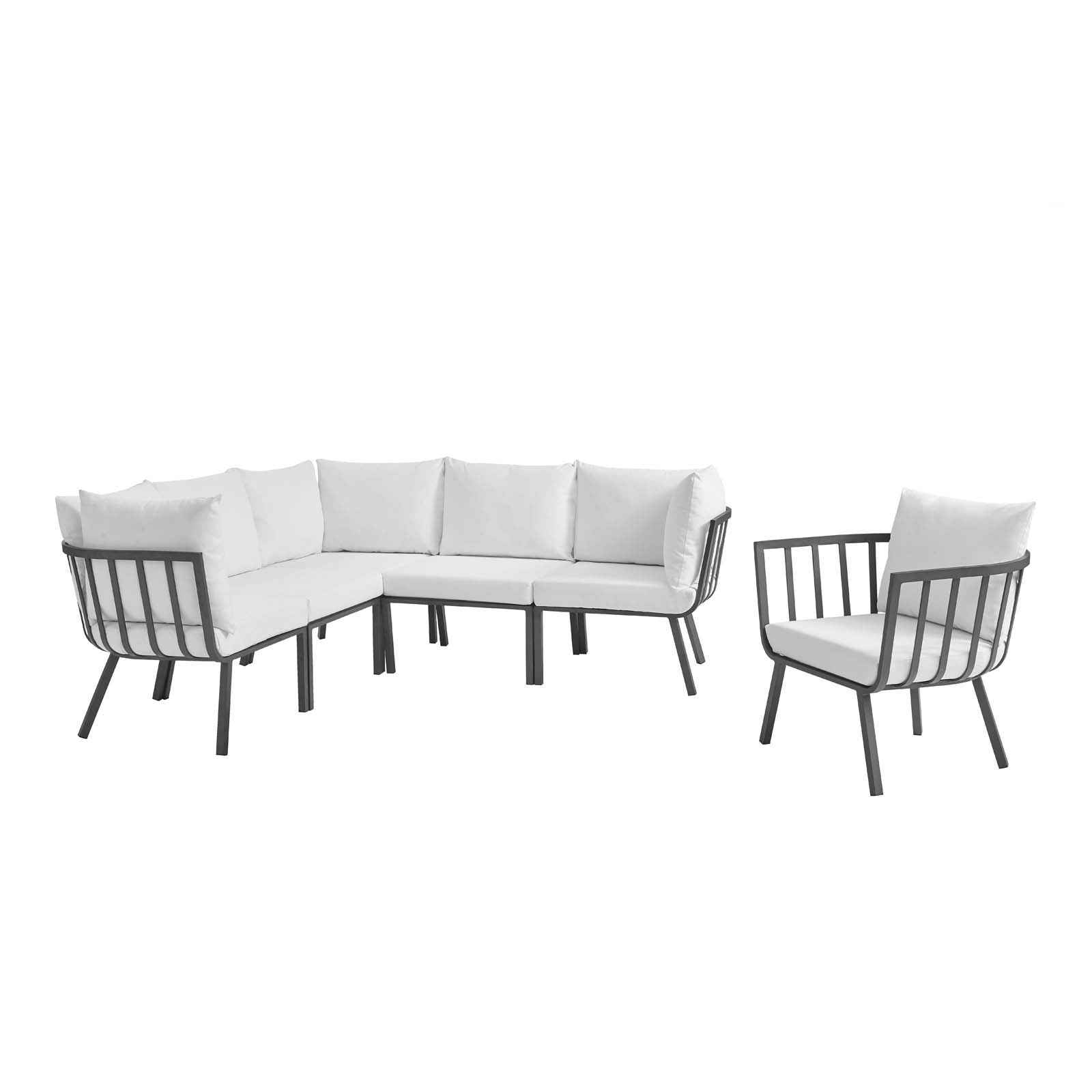 Modway Riverside 6 Piece Outdoor Patio Aluminum Set | Outdoor Sofas, Loveseats & Sectionals | Modishstore-2
